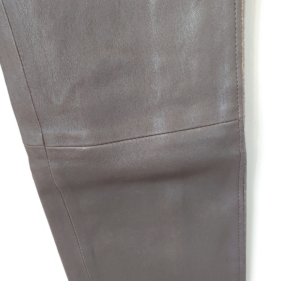 Brunello Cucinelli Leather Pants Side Stripe Espresso Green Size 2 - Picture 11 of 16